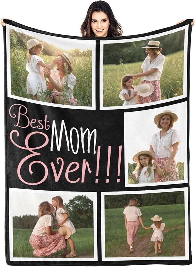 Gifts for mom Personalized Gifts from Daughter Custom Blankets with Photos and Text Multiple Colors Sizes Soft Flannel Gifts for Women Birthday Gifts for Mom