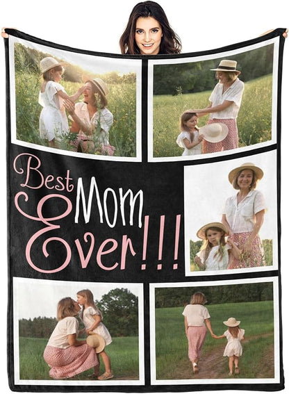 Gifts for mom Personalized Gifts from Daughter Custom Blankets with Photos and Text Multiple Colors Sizes Soft Flannel Gifts for Women Birthday Gifts for Mom