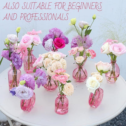 Pink Vase, Bud Vases Set of 24, Small Pink Glass Vases for Flowers Wedding Flower Vase in Bulk Modern Glass Bud Vase for Decor Home Centerpieces Table Flower Decor