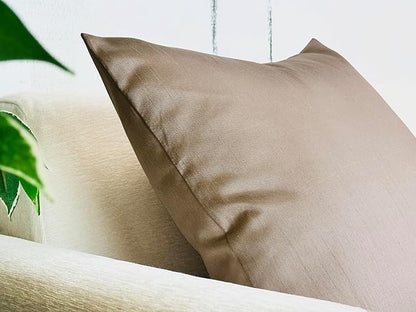 Aiking Home 20x20 Inches Faux Silk Square Throw Pillow Cover, Zipper Closure, Sand (Set of 2)