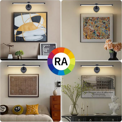 Hardwired 23.6 Inch 14W Black Picture Lights for Wall LED Picture Frame Light Dimmable Painting Lights for Wall Portrait Artwork Warm White