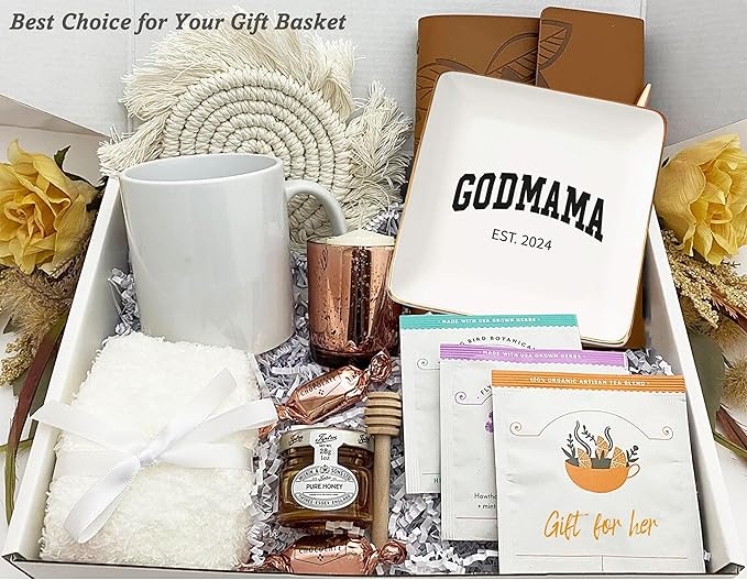 NZY Godmother Appreciated Gift,Godmother 2024 Keepsake-Thank You Present from Godchild,Birthday Thanksgiving Christmas Gifts-Jewelry Tray Trinket Holder Ring Dish