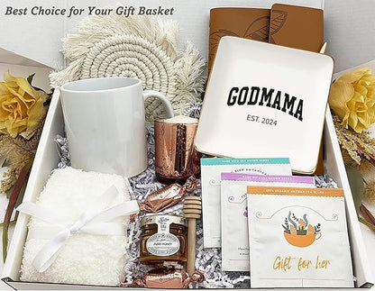 NZY Godmother Appreciated Gift,Godmother 2024 Keepsake-Thank You Present from Godchild,Birthday Thanksgiving Christmas Gifts-Jewelry Tray Trinket Holder Ring Dish