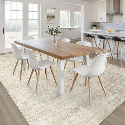 10x12 Area Rug Living Room: Washable Large Neutral Beige Rugs Abstract Soft Modern Stain Resistant Indoor Floor Non-Slip Carpet for Bedroom Nursery Kids Office Playroom Dining Room Under Table Home