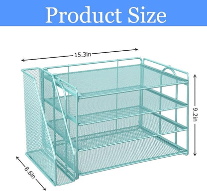 gianotter 4-Tier Paper Organizer With Magazine Holder, Desk Organizers and Accessories, Blue Desk Accessories, File Organizer for Office Supplies Storag(Blue)
