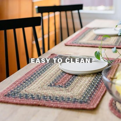 Homespice Highland Jute Braided Table Runner, Rustic Cabin Decor, Set of 2, Multicolor Oval 8x28 - Rich Colors, Easy to Clean, Durable and Protects Furniture