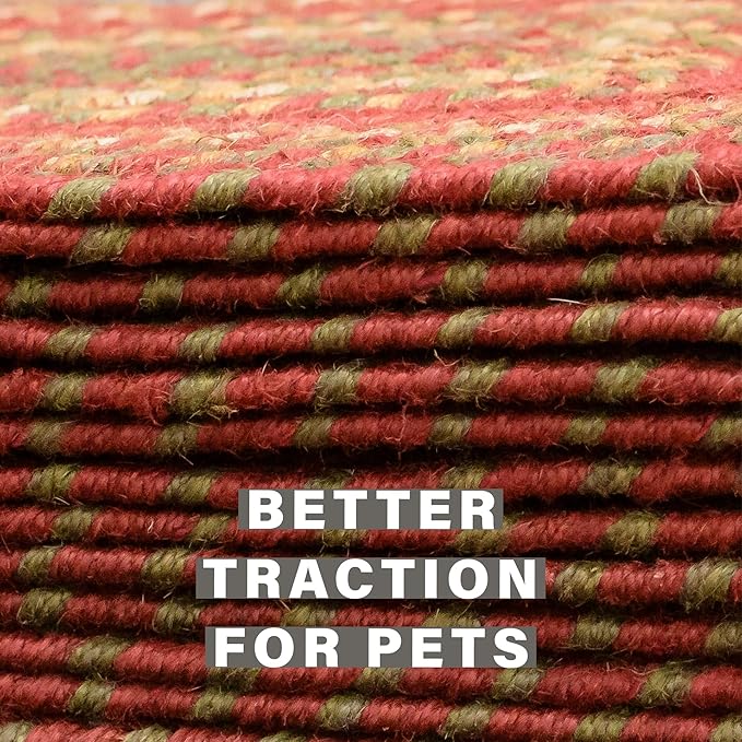 Homespice Cider Barn Jute Braided Stair Treads for Wooden Steps, Country Primitive Decor, Set of 13, Red 8x28 Rectangle Rugs for Stairs - Easy to Clean, Tightly Stitched and Durable