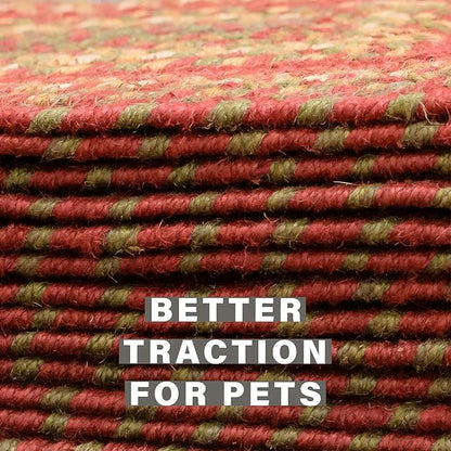 Homespice Cider Barn Jute Braided Stair Treads for Wooden Steps, Country Primitive Decor, Set of 13, Red 8x28 Rectangle Rugs for Stairs - Easy to Clean, Tightly Stitched and Durable