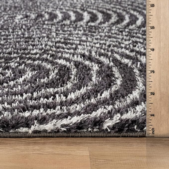 Rugshop Circles Arch Shag Area Rug Anthracite Dark Gray 4' x 6' Ideal for Small Living Rooms, Offices, or Beside The Bed