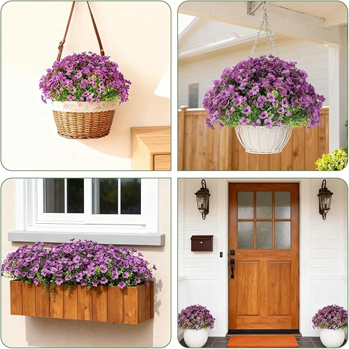 Artificial Flowers for Outdoor Indoor Realistic Faux Flower Spring Summer Garden Home Decoration, Hanging Daisy Flower with Eucalyptus Leaves Fake Plants Greenery Balcony Porch Patio Front Door Decor