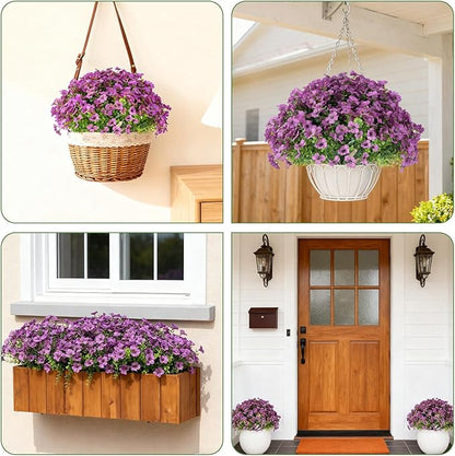 Artificial Flowers for Outdoor Indoor Realistic Faux Flower Spring Summer Garden Home Decoration, Hanging Daisy Flower with Eucalyptus Leaves Fake Plants Greenery Balcony Porch Patio Front Door Decor