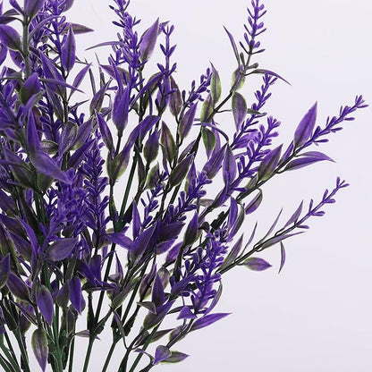 Artificial Plants Outdoor Artificial Lavender Flowers 12 Bundles Outdoor UV Resistant Fake Flowers No Fade Faux Plastic Plants Garden Porch Window Box Decorating,Spring Decorations for Home(Purple)