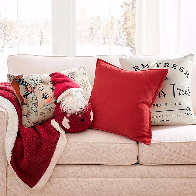 ZWJD Red Pillow Covers 26x26 Set of 2 Chenille Throw Red Pillows Cushion Covers with Elegant Design Soft and Luxurious Decorative Pillows for Couch, Bed, and Home Decor