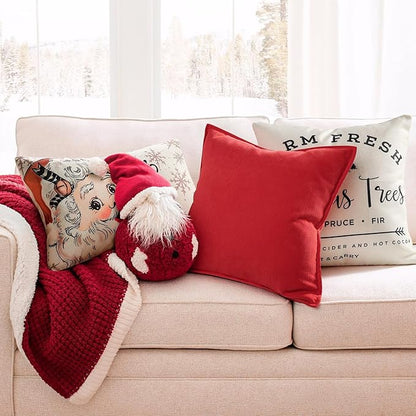 ZWJD Red Pillow Covers 26x26 Set of 2 Chenille Throw Red Pillows Cushion Covers with Elegant Design Soft and Luxurious Decorative Pillows for Couch, Bed, and Home Decor
