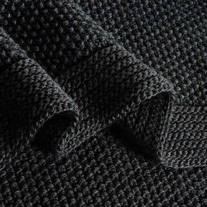 CozeCube Black Throw Blanket for Couch, Soft Cozy Cable Knit Throw for Bed Sofa Living Room, Lightweight Warm Decorative Farmhouse Christmas Blanket, 50"x60", Jet Black