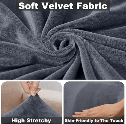 NAISI Sectional Couch Cover 1 Piece Velvet Separate Chaise Lounge Cover Soft Stretch Sofa Slipcovers for Left/Right Chaise Sectional Couch(Chaise Lounge,Dark Grey)