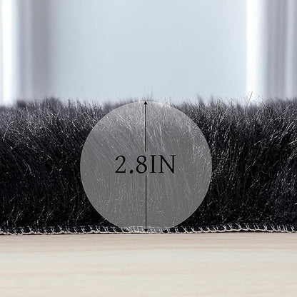 Faux Fur Rug Sheepskin Shag Fluffy Fuzzy Black 4x6 ft Rugs for Bedroom Bedside Bed Floor Living Room Plush High-Density Cushion Carpet Super Sofa Cover