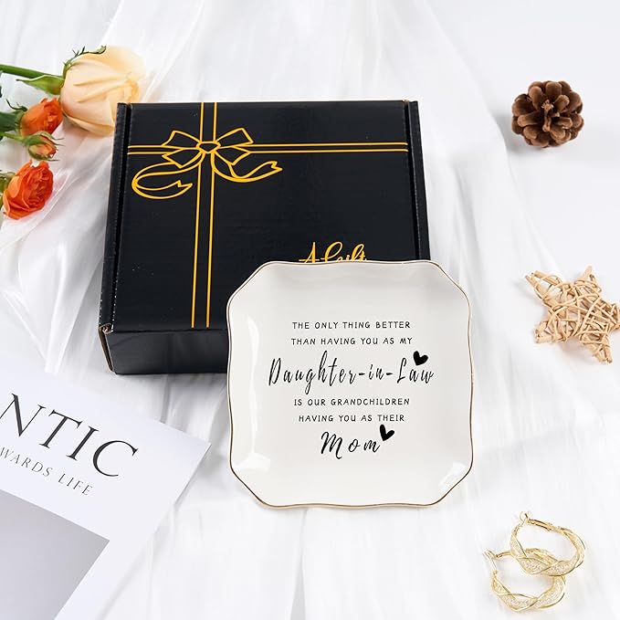 Daughter in Law Gifts Jewelry Dish Tray for Future Daughter in Law Wedding Birthday Christmas Mothers Day Valentines Gift- The Only Thing Better Than Having You As My Daughter in Law