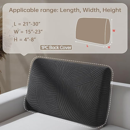 Couch Cushion Covers for Sectional and L Shaped Sofa, Stretch Soft Sofa Covers Washable Wear Resistant Slipcovers Furniture Protector Pet-Friendly (1PC Back Couch Cover, Dark Gray)