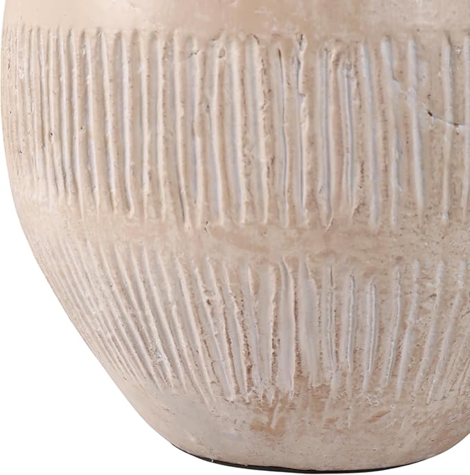 Ceramic Flower Vase for Living Room Decor – Decorative Terracotta Vase with Bold Textured Form for Fresh Flowers or Pampas Grass – Home Centerpiece for Bedroom, Table, or Office Decor – 16" Ivory