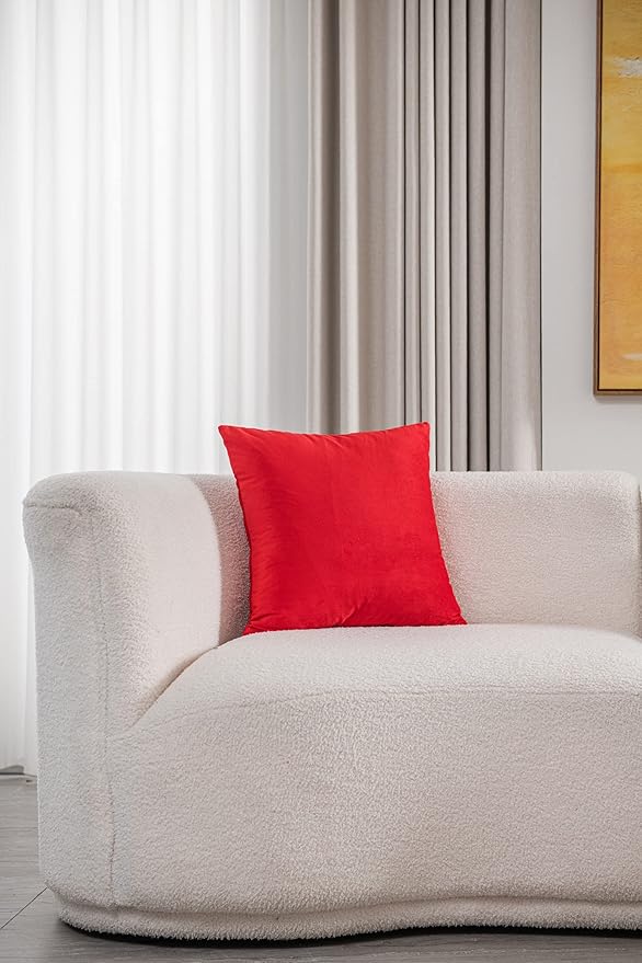Throw Pillow Covers 20x20 Christmas Red: 2 Pack Cozy Soft Velvet Square Decorative Pillow Cases for Farmhouse Home Decor
