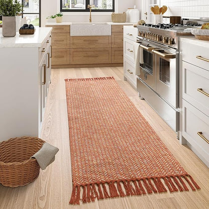 Lahome Boho Bathroom Runner, 2x6 Fall Rug Runners for Hallways Lightweight Laundry Room Rugs Washable Runner Rug with Tassels, Farmhouse Carpet Non Shedding Throw Rugs for Entryway Bedroom