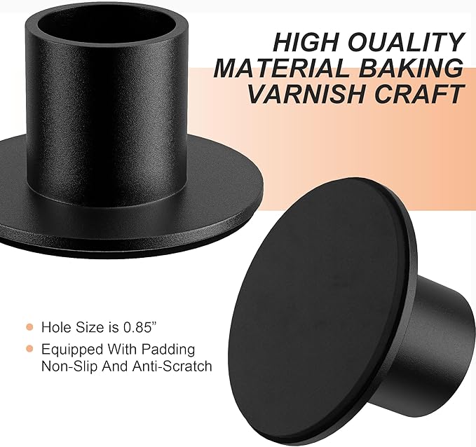 6 Pcs Black Candle Holder - Elegant Taper Candle Holders, Classic Candlestick Holders for Table Centerpiece, Festive Christmas Mantel Display or Sophisticated Home Decor