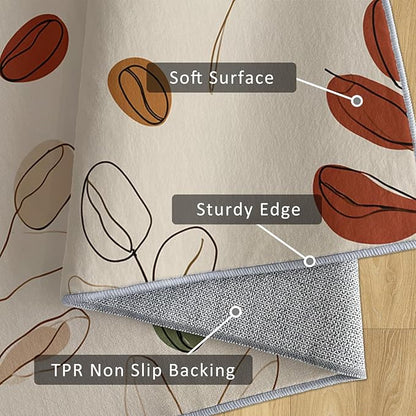 Bohemian Rug, 7x9 Area Rugs Modern Simple Abstract Line Art Leaf Pattern for Living Room, Bedroom, Bohemian Home Decor Accessories Indoor Carpet, Non Slip & Machine Washable