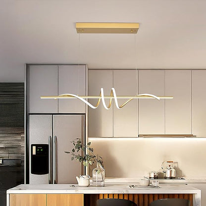 Modern LED Pendant Light, 39.37in Gold Chandelier Dimmable,3000K-6000K Adjustable Color Temperature, Aluminum Modern Kitchen Light Fixture for Dining Room