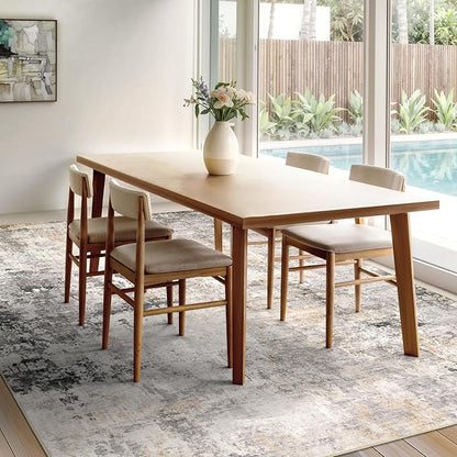 10x12 Area Rug for Living Room - Washable Abstract Rus Modern Neutral Soft Rug for Bedroom Dining Room No Slip Low Pile Carpet for Nursery Home Office - Charcoal Grey