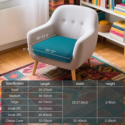 Hokway Couch Cushion Covers Stretch Cushion Covers Sofa Seat Cushion Slipcover Cushion Protector(Teal, Small)