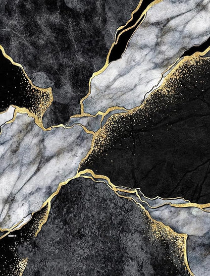 Vintage Abstract Marble Area Rug, Marble Black Gold Non Slip Stain Resistant Print Rugs, Soft Machine Washable Carpet for Indoor Bedroom Living Room Office Decor Rug - 6 ft x 9 ft