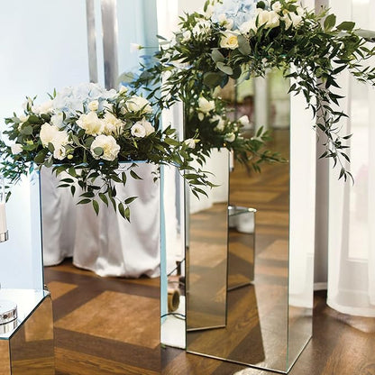 Efavormart 12" Silver Mirror Finish Wedding Decor Ideas Clear Display Box for Centerpieces with Interchangeable Lid and Base