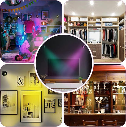 Tuanse 12 Pcs Battery Operated Spotlights Indoor LED Spot Display Lights Battery Powered Uplights 13 Colors Dimmable Mini Accent Lighting for Art Pictures Painting Closet(Black)