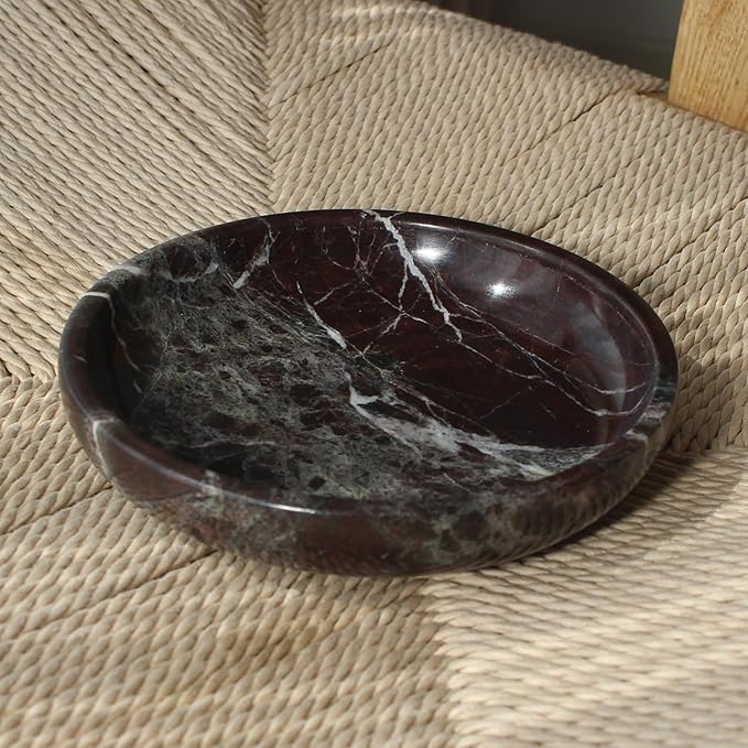 Natural Marble Travertine Ring Dish Jewelry Tray 5.5" for Women, Marble Trinket Dish for Key Earring Nightstand, Mother's Day Engagement Birthday Gift - Rosa Levanto