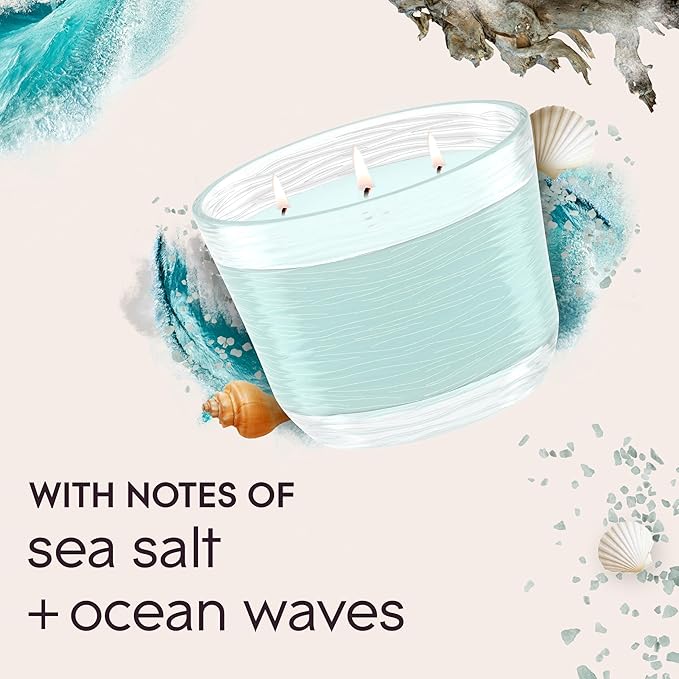 Glade 3-Wick Candle, Sky & Sea Salt Fragrance with Essential Oils, Air Freshener, 6.8 Oz, 3 Count