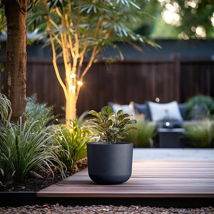 Kante Round Concrete Planter, 13.2 Inch Dia Classic Style Large Plant Pot with Drainage Hole for Indoor & Outdoor Plants, Ideal for Home, Patio, Garden, Charcoal