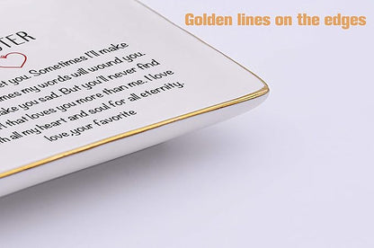 Topthink Friendship Gift for Woman-Birthday Graduation New Year Christmas Gifts for Sis, Soul Sis, Sister in Law,Best Friend,BFF-Dear Sister-Ceramic Jewelry Holder Ring Dish Trinket Tray