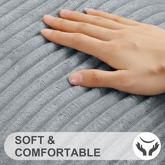 Simmore Decorative Spring Throw Pillow Covers 16x16 Set of 2, Soft Natural Plush Flannel Double-Sided Fluffy Couch Pillow Covers for Sofa Living Room, Grey