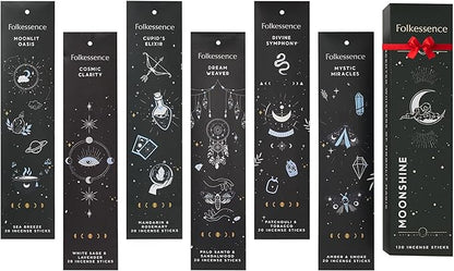 Folkulture Incense Sticks (120 Sticks) | Set of 6 Premium Incense For Home Cleansing, Aromatherapy, Gifts | No Charcoal, Organic, Non Toxic, 45 Mins, Long Burning Palo Santo, Sandalwood Insence-Sticks