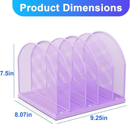 gianotter Desktop File Organizer, Desk Organizer with 5 Compartments, Paper Organizer for Desk, Workspace Organizers for Office Supplies (Purple)