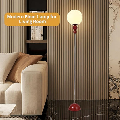 Red Floor Lamp for Living Room, Modern Floor Lamps for Bedroom，On/Off Foot Switch, Globe Standing Lights for Office Cafe, Includes E26 Bulb 15W Reading Corner Light Include 70.87in Plug Cord