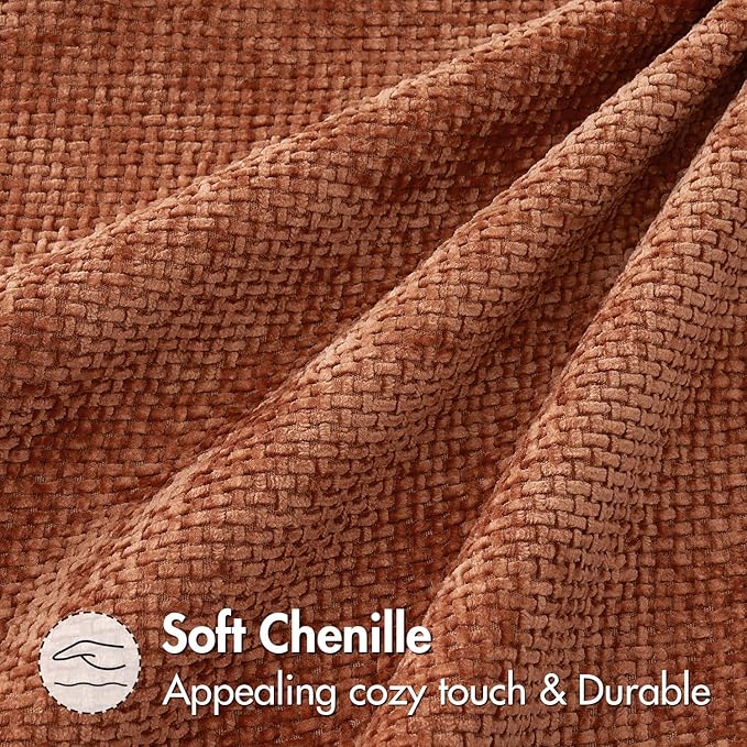 MIULEE Pack of 2 Fall Rust Decorative Pillow Covers 20x20 Inch Soft Chenille Couch Throw Pillows Farmhouse Cushion Covers for Home Decor Sofa Bedroom Living Room