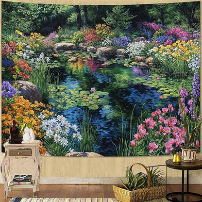 kampdream Scenery Tapestry, Colorful Bloom Landscape Wall Hanging, Nature Home Decor for Bedroom and Living Room Aesthetic Wall Art Decoration