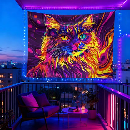 seewan Blacklight Tapestry UV Reactive Glow In The Dark, Neon Animal Skull Psychedelic Galaxy Wall Hanging for Bedroom Dorm Living Room Home Decor Backdrop Decor