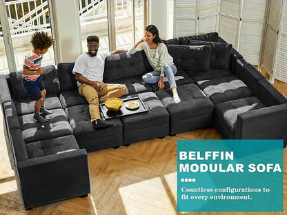 Belffin Armrest Module for Modular Sectional Sofa Couch Side Armrest for Sectional Modular Sofa Fabric Dark Grey