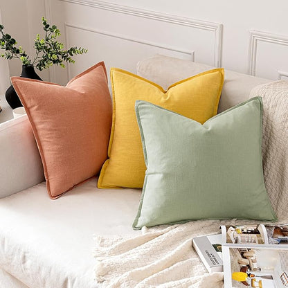 MIULEE Decorative Linen Pillow Covers 20x20 Inch Coral Boho Farmhouse Neutral Spring Couch Throw Pillows for Bed Pack of 2 Accent Modern Pillowcase Summer Sofa Livingroom Home Decor