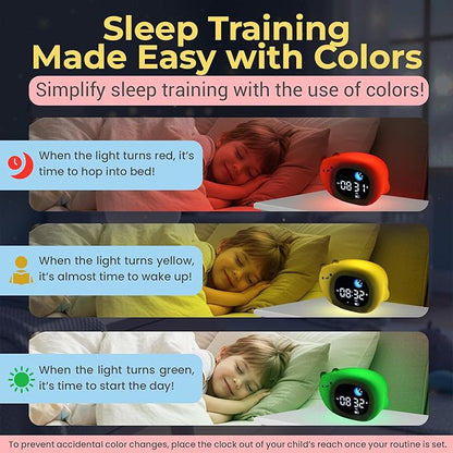 App-Controlled Kids Sleep Trainer - Color-Changing Night Light Alarm Clock with Sounds, OK-to-Wake Toddler Clock, USB-C Corded with Backup Battery, Gift for Boys & Girls - Cat Alarm Clock for Kids