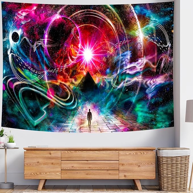 Delur Time Travel Tapestry Galaxy Universe Starry Sky Wall Hanging Tapestry Milky Way Outer Space Abstract Psychedelic Nebula Headboard for Bedroom Living Room Home Decor (51.2" x 59.1")