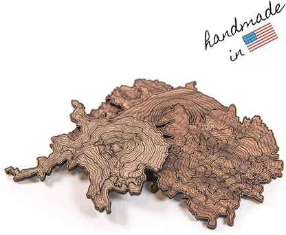 Pacific Northwest Wooden Coasters | Mt. Rainier, Mt. Hood, Mt. Baker, Mt. Bachelor and Mt. St. Helens | Coasters Made Using Real Walnut Wood in the USA [coasters]